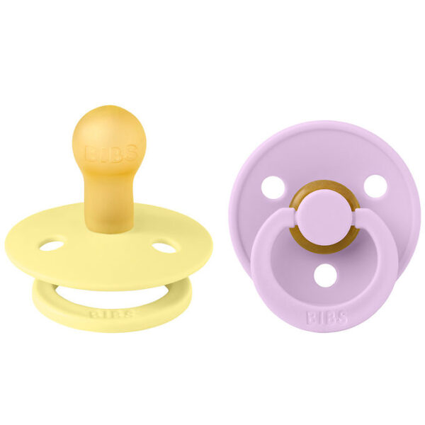 BIBS Colour Sutter - 2-pak - Str. 1 - Rund - Sunshine/Violet Sky BIBS Colour Sutter - 2-pak - Str. 1 - Rund - Sunshine/Violet Sky