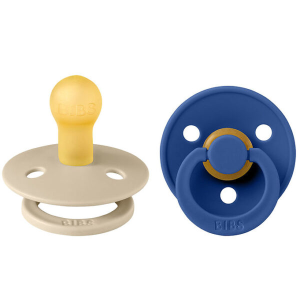 BIBS Colour Sutter - 2-pak - Str. 1 - Rund - Vanilla/Cornflower