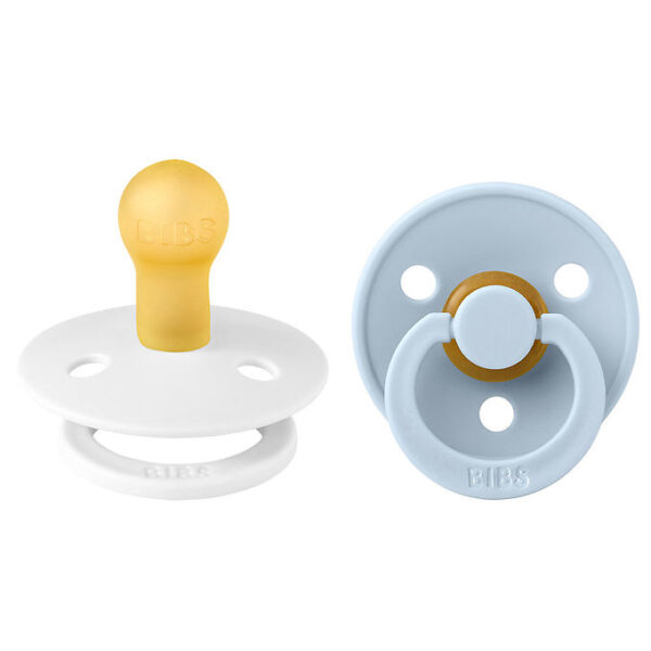 BIBS Colour Sutter - 2-pak - Str. 1 - Rund - White/Baby Blue BIBS Colour Sutter - 2-pak - Str. 1 - Rund - White/Baby Blue