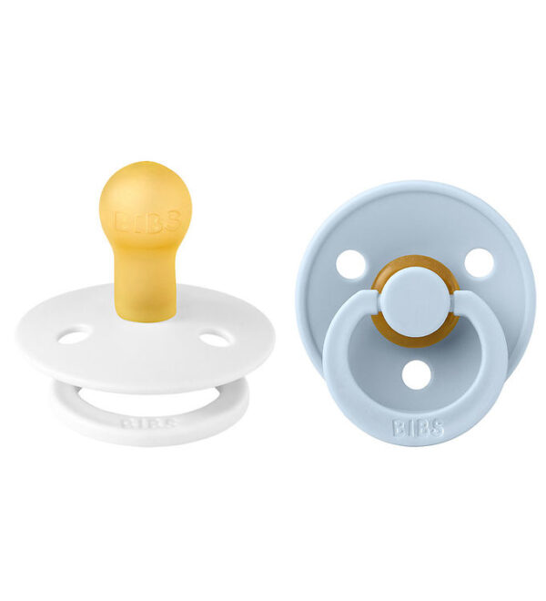 BIBS Colour Sutter - 2-pak - Str. 1 - Rund - White/Baby Blue BIBS Colour Sutter - 2-pak - Str. 1 - Rund - White/Baby Blue