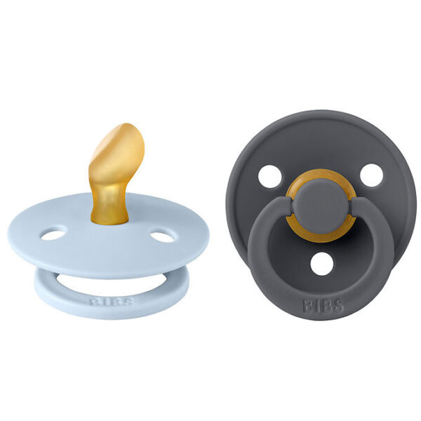 BIBS Colour Sutter - 2-pak - Str. 2 - Anatomisk - Iron/Baby Blue BIBS Colour Sutter - 2-pak - Str. 2 - Anatomisk - Iron/Baby Blue