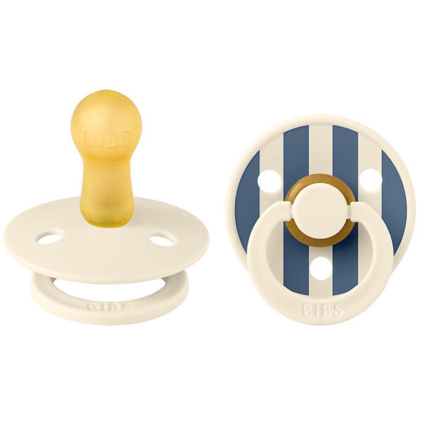 BIBS Colour Sutter - 2-pak - Str. 2 - Rund - Ivory/Steel Blue BIBS Colour Sutter - 2-pak - Str. 2 - Rund - Ivory/Steel Blue