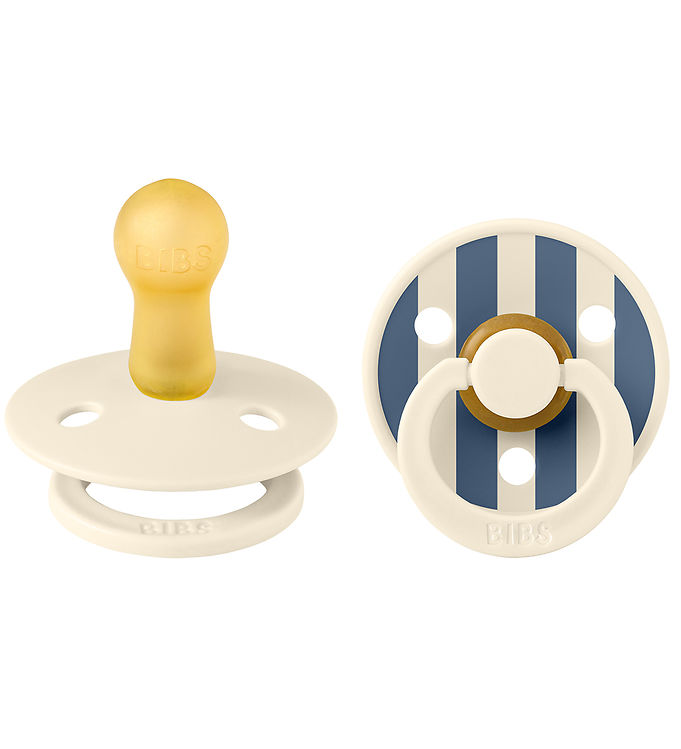 BIBS Colour Sutter - 2-pak - Str. 2 - Rund - Ivory/Steel Blue BIBS Colour Sutter - 2-pak - Str. 2 - Rund - Ivory/Steel Blue