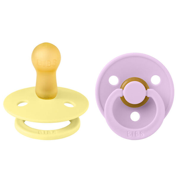 BIBS Colour Sutter - 2-pak - Str. 2 - Rund - Sunshine/Violet Sky