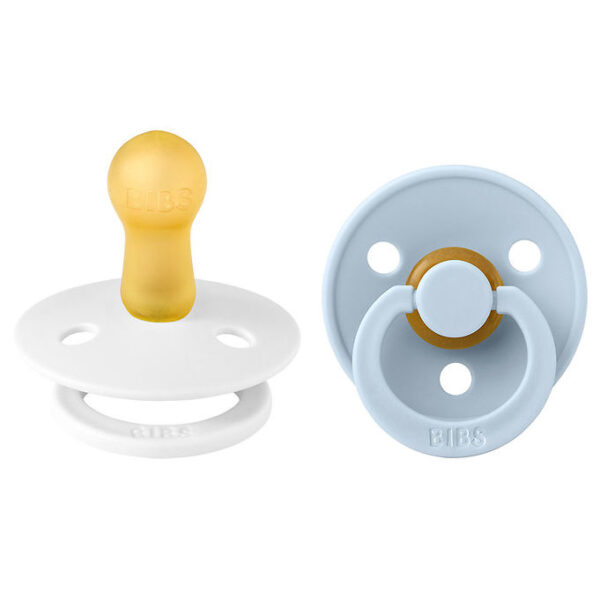 BIBS Colour Sutter - 2-pak - Str. 2 - Rund - White/Baby Blue BIBS Colour Sutter - 2-pak - Str. 2 - Rund - White/Baby Blue