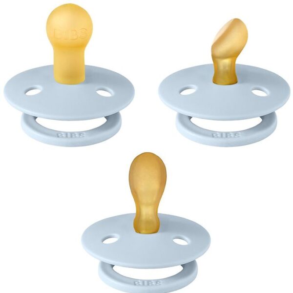 BIBS Colour Sutter - 3-pak - Str. 1 - Naturgummi - Baby Blue