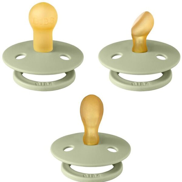 BIBS Colour Sutter - 3-pak - Str. 1 - Naturgummi - Sage