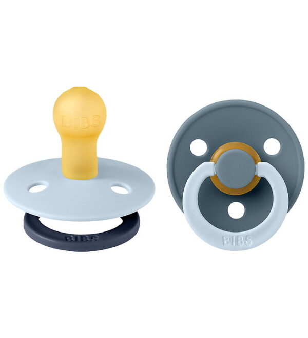 BIBS Colour Sutter - Str. 1 - 2-pak - Rund - Baby Blue Petrol