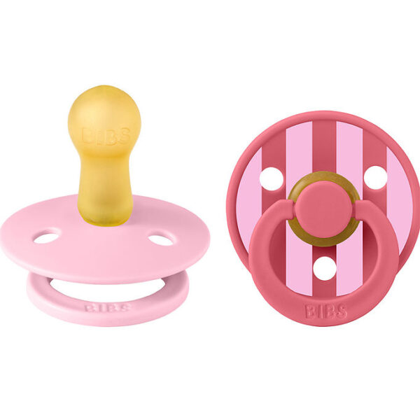 BIBS Colour Sutter - Str. 1 - 2-pak - Rund - Baby Pink/Coral