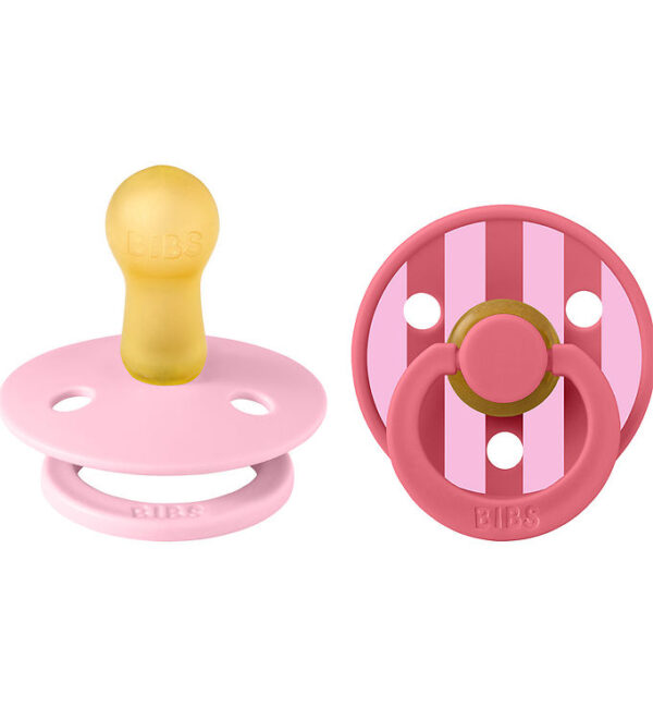 BIBS Colour Sutter - Str. 1 - 2-pak - Rund - Baby Pink/Coral