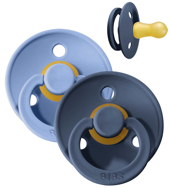 BIBS Colour Sutter - Str. 1 - 2-pak - Rund - Sky Blue/Steel Blue BIBS Colour Sutter - Str. 1 - 2-pak - Rund - Sky Blue/Steel Blue