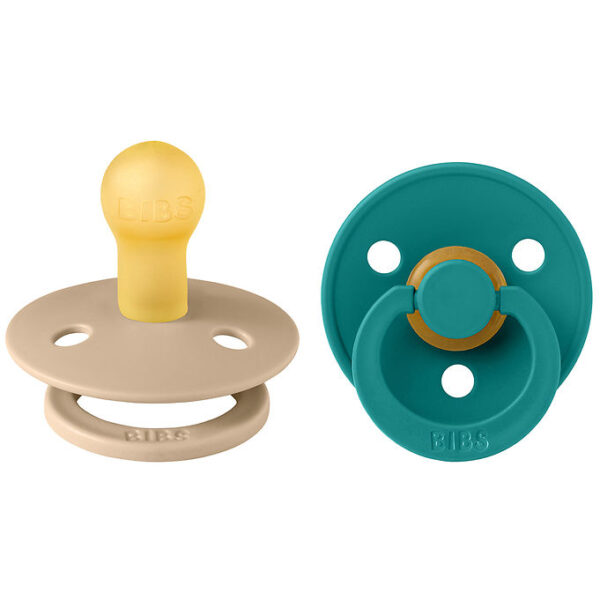 BIBS Colour Sutter - Str. 1 - 2-pak - Rund - Taupe/Scuba