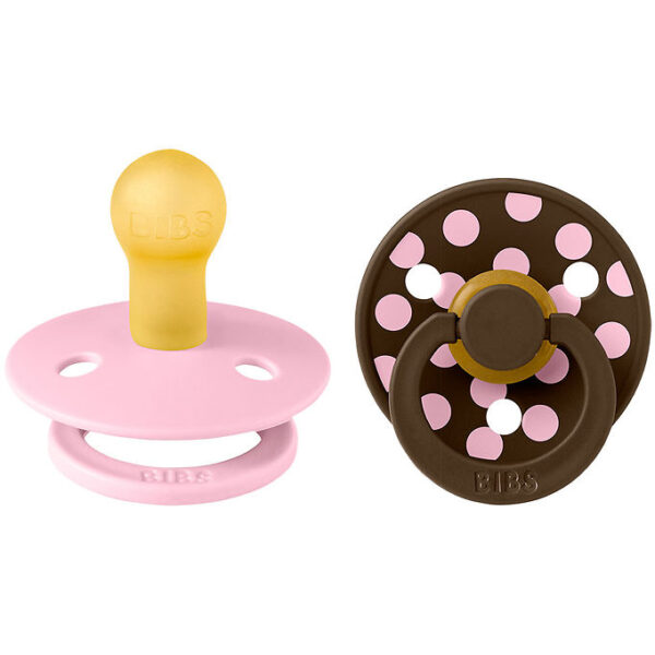 BIBS Colour Sutter - Str. 1 - Rund - 2-pak - Baby Pink/Moccha