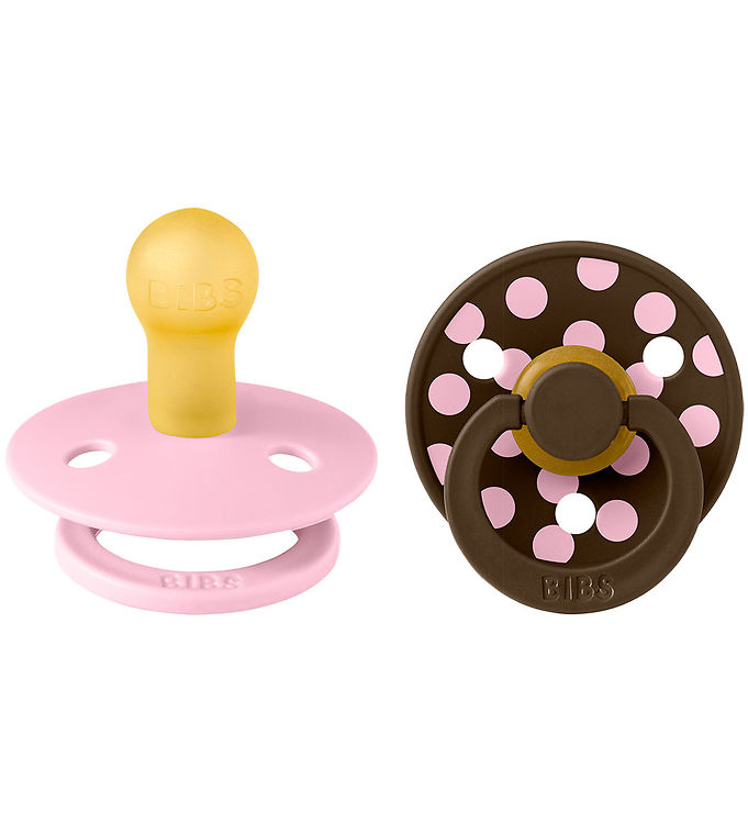 BIBS Colour Sutter - Str. 1 - Rund - 2-pak - Baby Pink/Moccha
