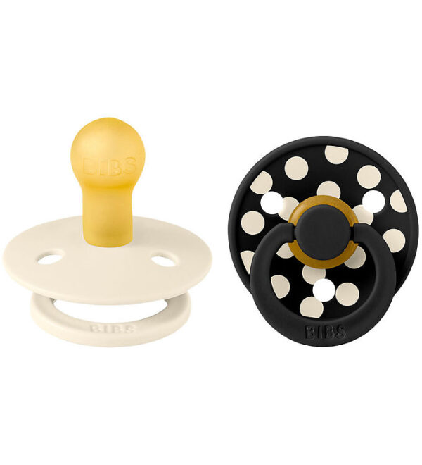 BIBS Colour Sutter - Str. 1 - Rund - 2-pak - Ivory/Sort