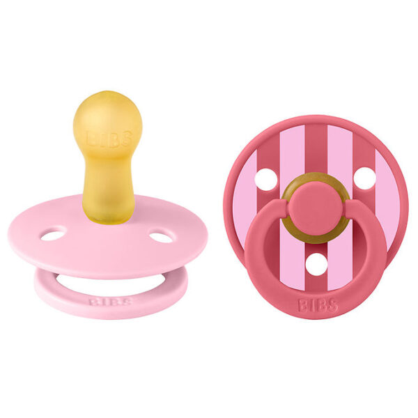 BIBS Colour Sutter - Str. 2 - 2-pak - Rund - Baby Pink/Coral