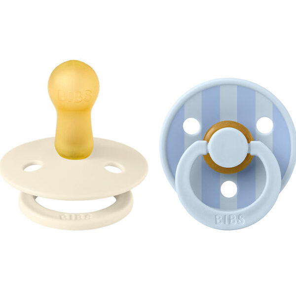 BIBS Colour Sutter - Str. 2 - 2-pak - Rund - Ivory/Baby Blue