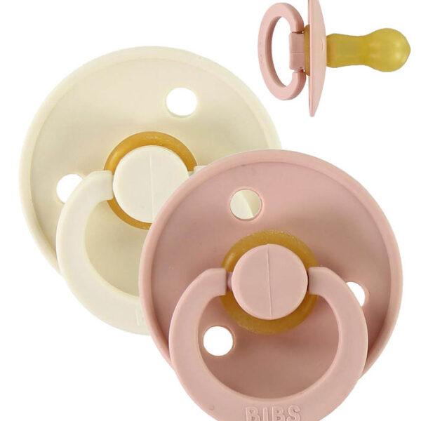 BIBS Colour Sutter - Str. 2 - 2-pak - Rund - Ivory/Blush