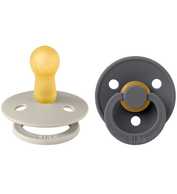 BIBS Colour Sutter - Str. 2 - 2-pak - Rund - Sand/Iron BIBS Colour Sutter - Str. 2 - 2-pak - Rund - Sand/Iron