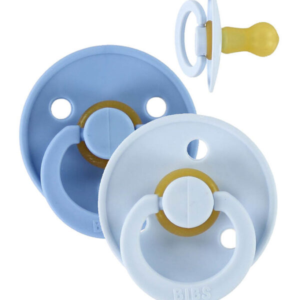 BIBS Colour Sutter - Str. 2 - 2-pak - Rund - Sky Blue/Baby Blue