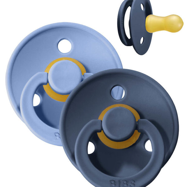 BIBS Colour Sutter - Str. 2 - 2-pak - Rund - Sky Blue/Steel Blue