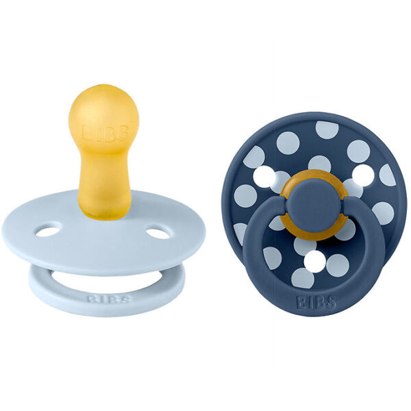 BIBS Colour Sutter - Str. 2 - Rund - 2-pak - Baby Blue/Steel Blu