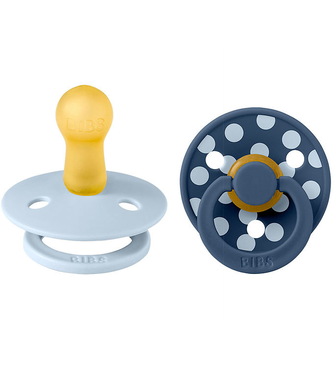 BIBS Colour Sutter - Str. 2 - Rund - 2-pak - Baby Blue/Steel Blu