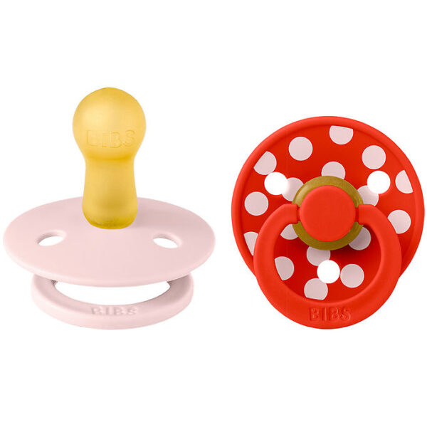 BIBS Colour Sutter - Str. 2 - Rund - 2-pak - Blossom/Candy Apple
