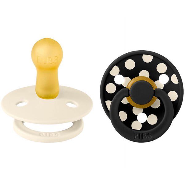 BIBS Colour Sutter - Str. 2 - Rund - 2-pak - Ivory/Sort BIBS Colour Sutter - Str. 2 - Rund - 2-pak - Ivory/Sort