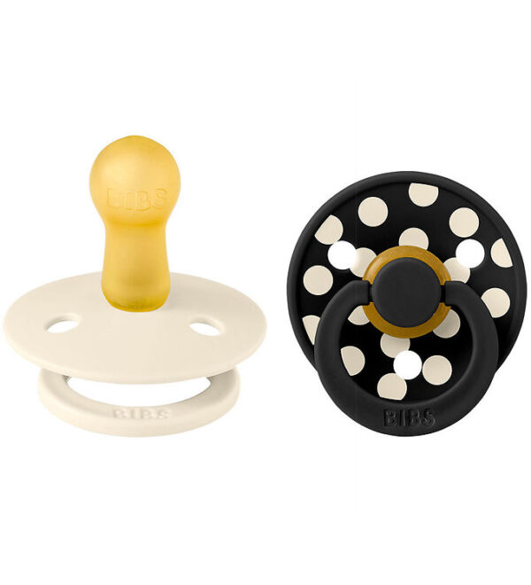 BIBS Colour Sutter - Str. 2 - Rund - 2-pak - Ivory/Sort BIBS Colour Sutter - Str. 2 - Rund - 2-pak - Ivory/Sort