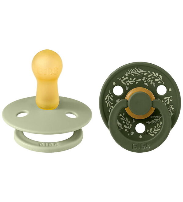 BIBS Colour Sutter - Str. 2 - Rund - 2-pak - Leaf - Sage/Hunter
