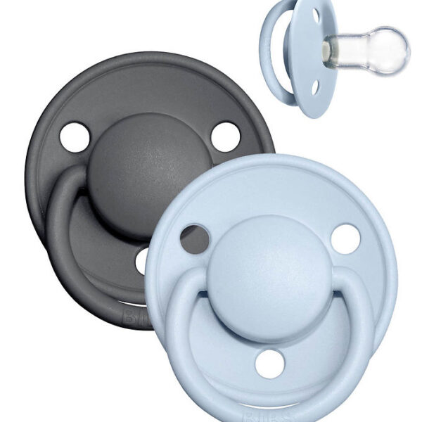 BIBS De Lux Sutter - 2-pak - Rund - Iron/Baby Blue