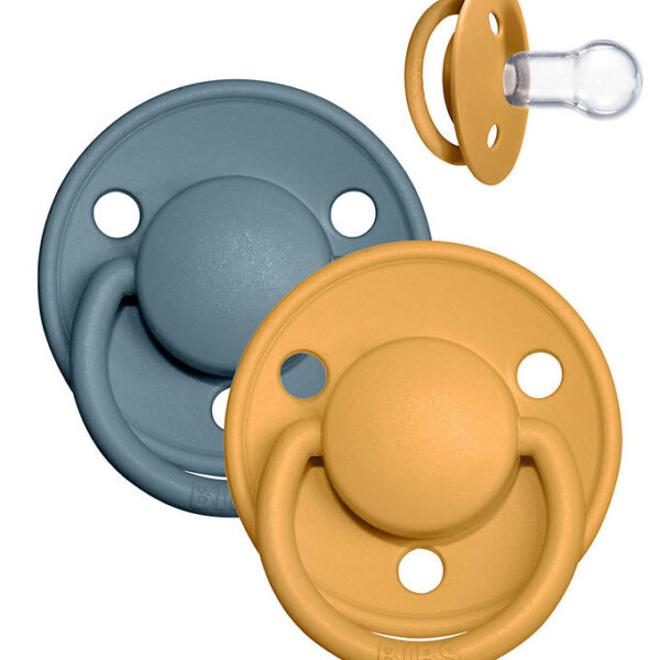 BIBS De Lux Sutter - 2-pak - Rund - Mustard/Petrol BIBS De Lux Sutter - 2-pak - Rund - Mustard/Petrol