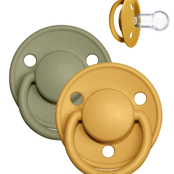 BIBS De Lux Sutter - Onesize - 2-pak - Rund - Honey Bee/Olive