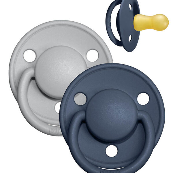 BIBS De Lux Sutter - Str. 2 - 2-pak - Rund - Cloud/Steel Blue