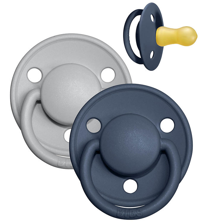 BIBS De Lux Sutter - Str. 2 - 2-pak - Rund - Cloud/Steel Blue BIBS De Lux Sutter - Str. 2 - 2-pak - Rund - Cloud/Steel Blue
