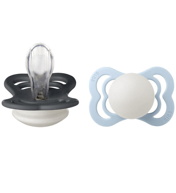 BIBS Supreme Natsutter - Str. 1 - Silikone - 2-pak - Iron Glow/B BIBS Supreme Natsutter - Str. 1 - Silikone - 2-pak - Iron Glow/B