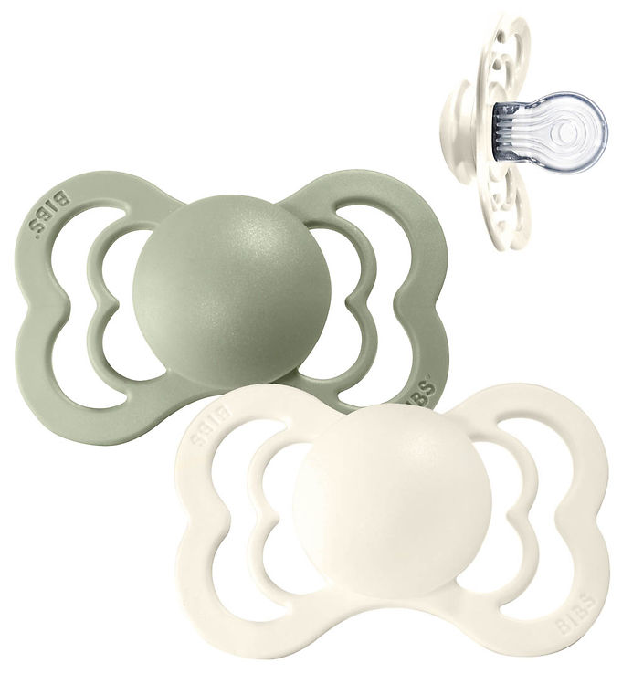 BIBS Supreme Sutter - Str. 1 - 2-pak - Symmetrisk - Ivory/Sage BIBS Supreme Sutter - Str. 1 - 2-pak - Symmetrisk - Ivory/Sage