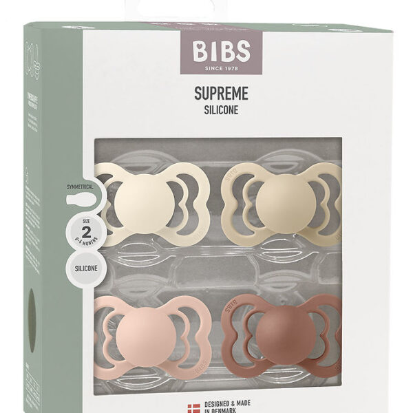 BIBS Supreme Sutter - Str. 2 - 4-pak - Symmetrisk - Blush/Ivory