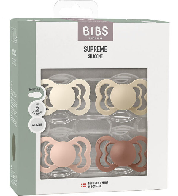 BIBS Supreme Sutter - Str. 2 - 4-pak - Symmetrisk - Blush/Ivory