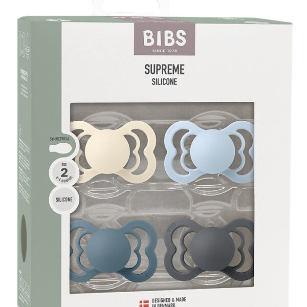 BIBS Supreme Sutter - Str. 2 - 4-pak - Symmetrisk - Ivory/Baby