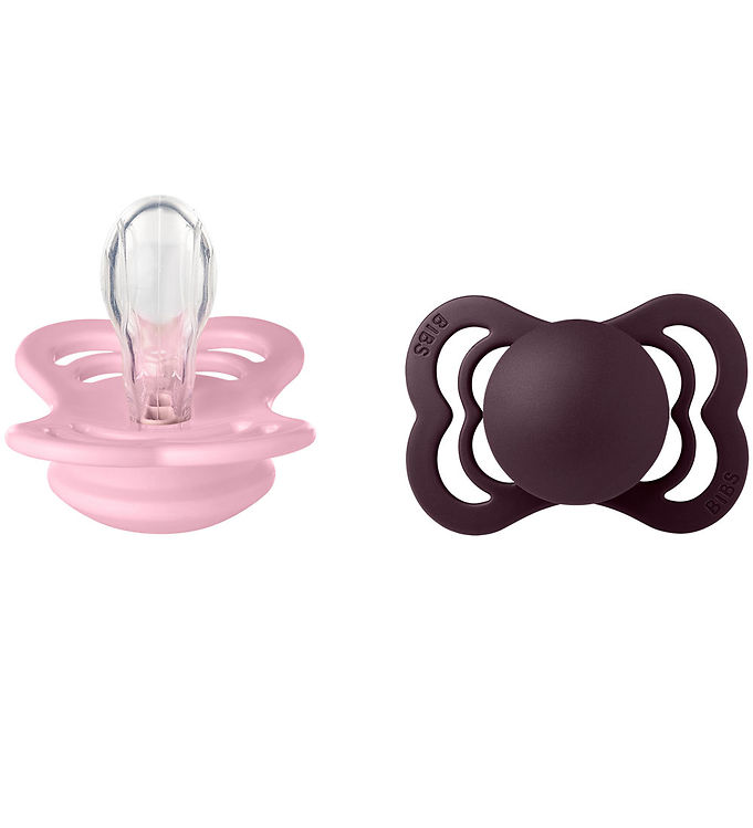 BIBS Supreme Sutter - Str. 2 - Symmetrisk - 2-pak - Baby Pink/Pl BIBS Supreme Sutter - Str. 2 - Symmetrisk - 2-pak - Baby Pink/Pl