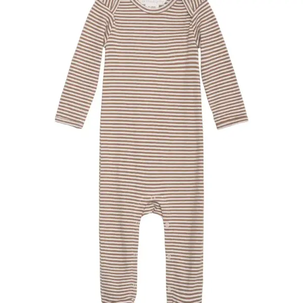 Baby Stribet Dragt - Almond/Offwhite - 68 / 6 MDR.