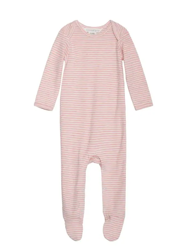 Baby Stribet Dragt - Coral/Offwhite - 80 / 12 MDR.