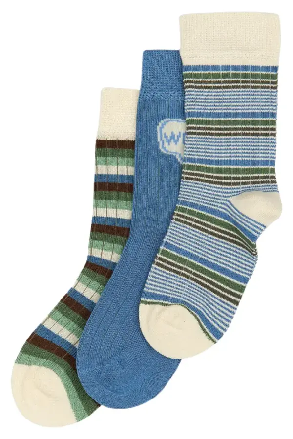 Bamboo strømper 3 pak - BLUE MIX - 19/22