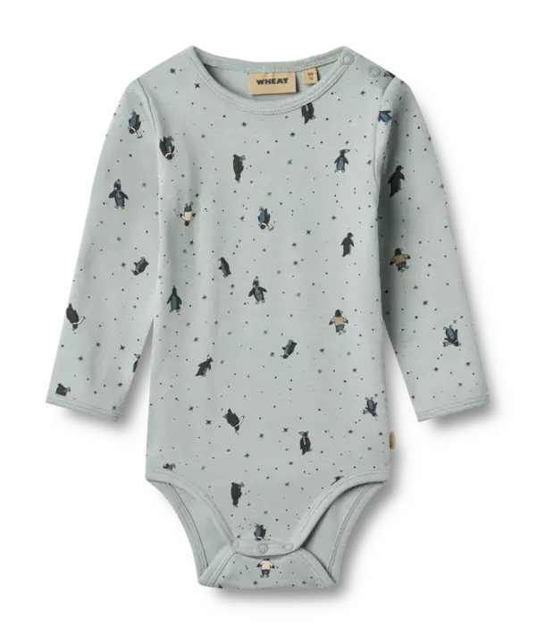 Berti Body Langærmet - Soft rain penguins - 2 ÅR