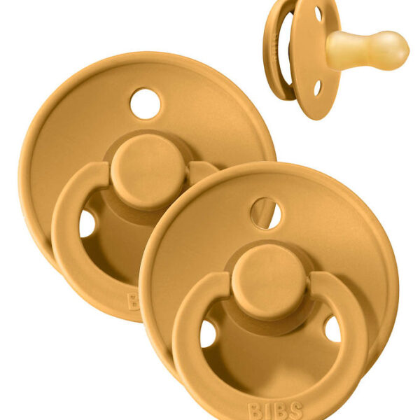 Bibs Colour Sutter - Str. 2 - 2-pak - Rund - Mustard Bibs Colour Sutter - Str. 2 - 2-pak - Rund - Mustard