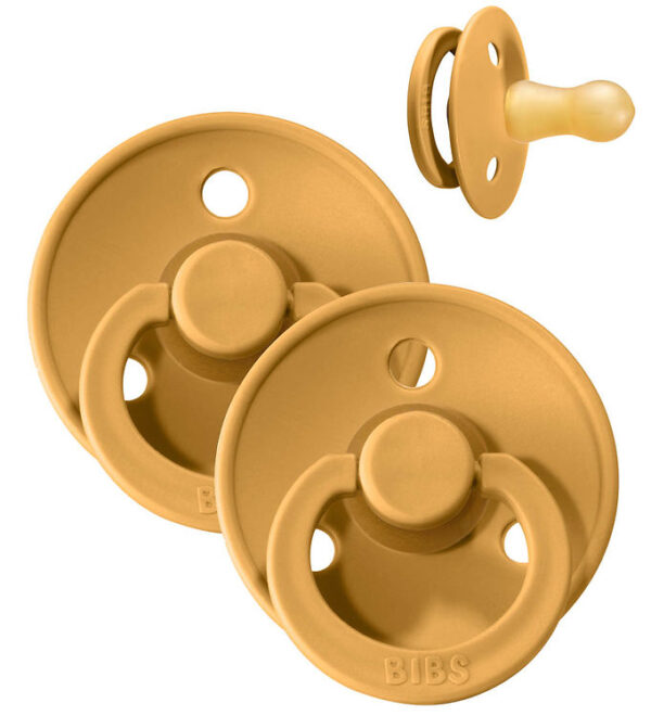 Bibs Colour Sutter - Str. 2 - 2-pak - Rund - Mustard Bibs Colour Sutter - Str. 2 - 2-pak - Rund - Mustard