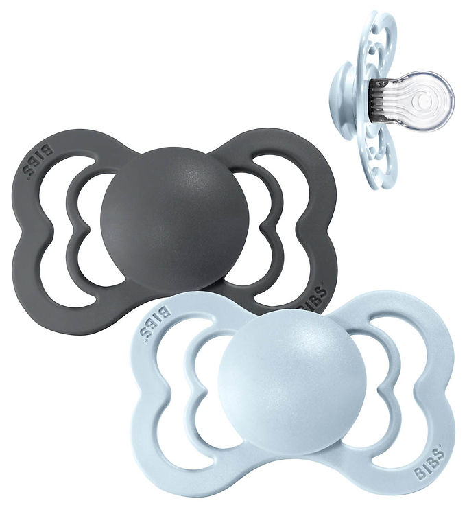 Bibs Supreme Sutter - Str. 2 - 2-pak - Symmetrisk - Iron/Baby Bl Bibs Supreme Sutter - Str. 2 - 2-pak - Symmetrisk - Iron/Baby Bl
