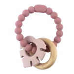 Biderangle i silikone m. træ og blad vedhæng